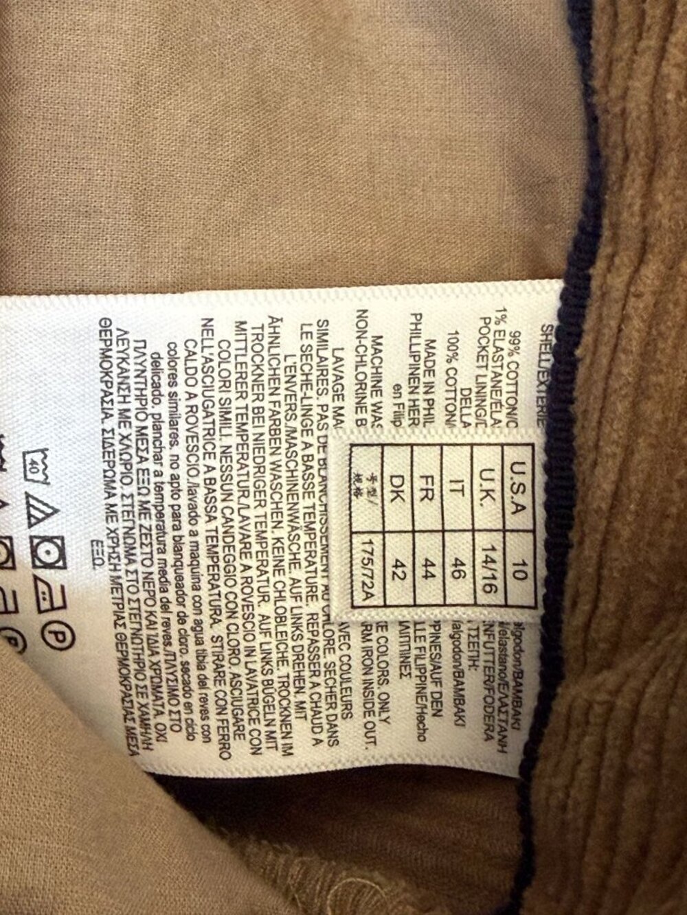 Brooks Brothers Brown Corduroy Pants Womens Size 10 Straight Leg Cotton Blend - Picture 8 of 8
